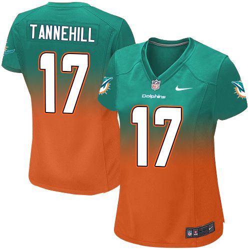 Women's Elite Ryan Tannehill Nike Jersey Aqua Green/Orange - #17 Fadeaway NFL Miami Dolphins